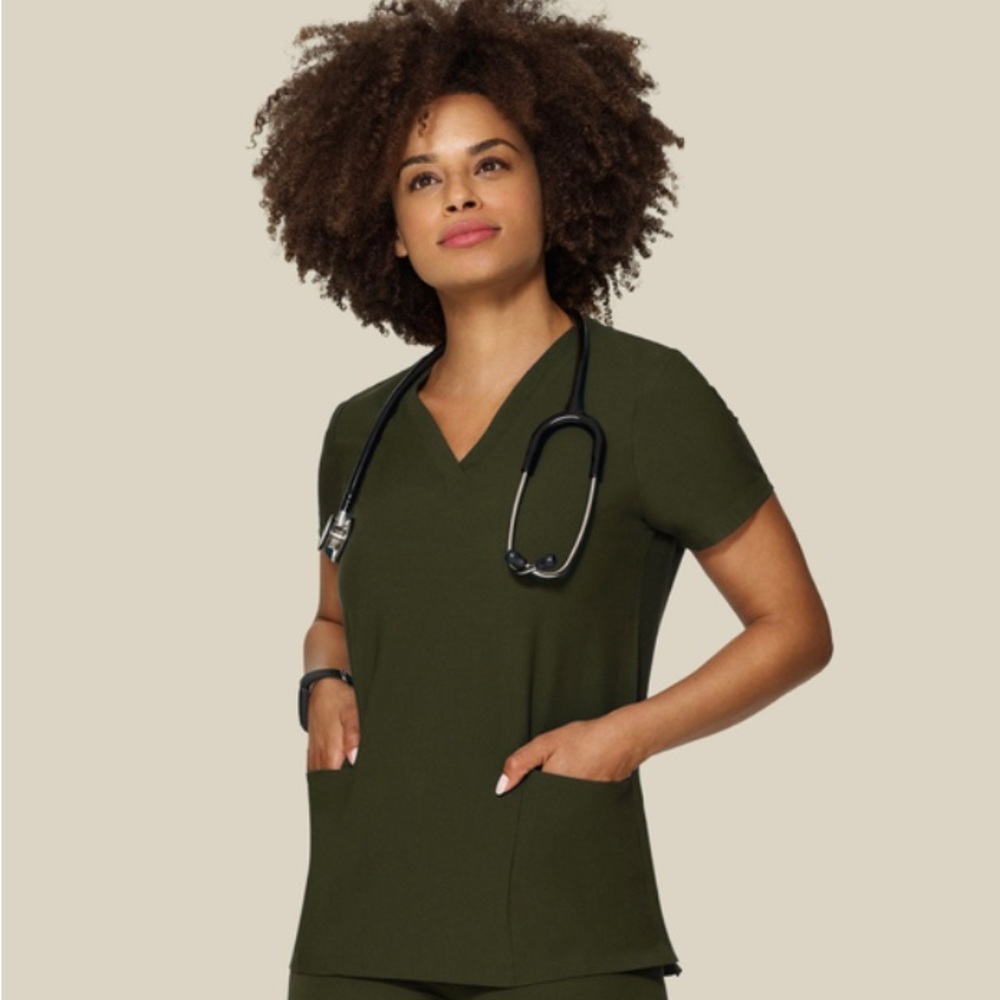 Mandala scrubs 6 pocket top - Olive Green